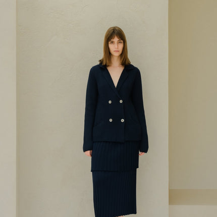 Fine Cotton Plissé Long Skirt (3D - Knit)