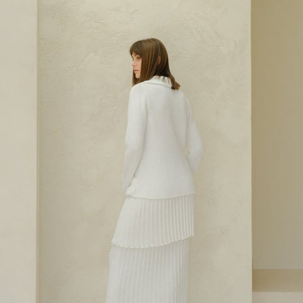 Fine Cotton Plissé Long Skirt (3D - Knit)