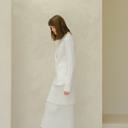 Fine Cotton Plissé Long Skirt (3D - Knit)