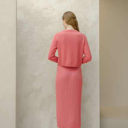 Fine Cotton Plissé Long Skirt (3D - Knit)