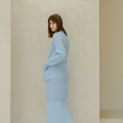 Fine Cotton Plissé Long Skirt (3D - Knit)