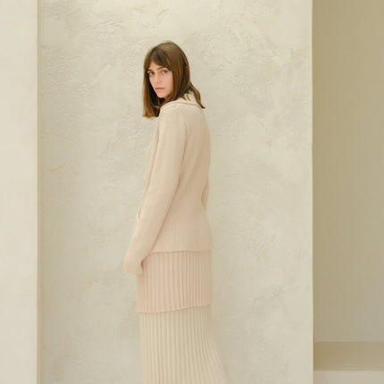 Fine Cotton Plissé Long Skirt (3D - Knit)