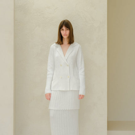 Fine Cotton Plissé Long Skirt (3D - Knit)