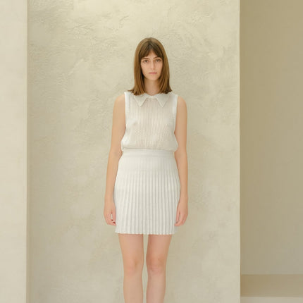 Fine Cotton Plissé Mini Skirt (3D - Knit)