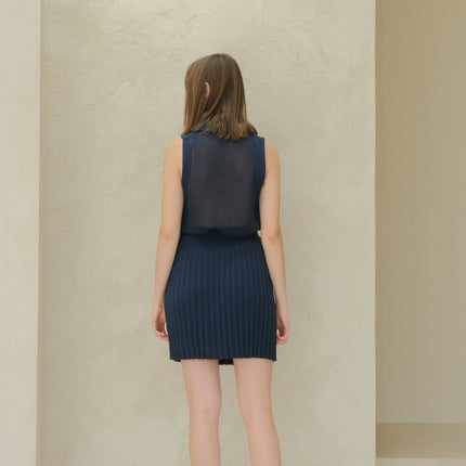 Fine Cotton Plissé Mini Skirt (3D - Knit)