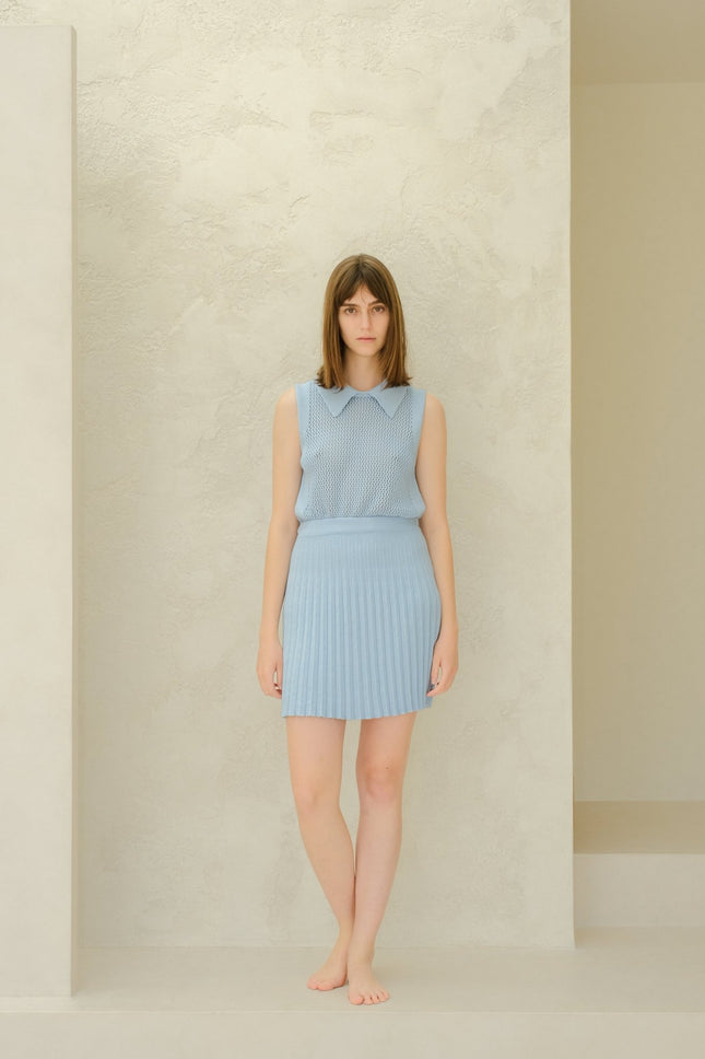 Fine Cotton Plissé Mini Skirt (3D - Knit)