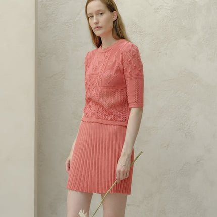 Fine Cotton Plissé Mini Skirt (3D - Knit)