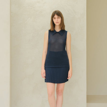 Fine Cotton Plissé Mini Skirt (3D - Knit)