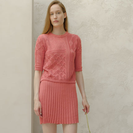 Fine Cotton Plissé Mini Skirt (3D - Knit)