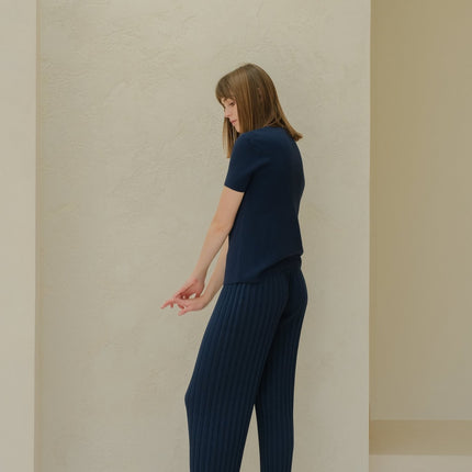 Fine Cotton Plissé Pants (3D - Knit)