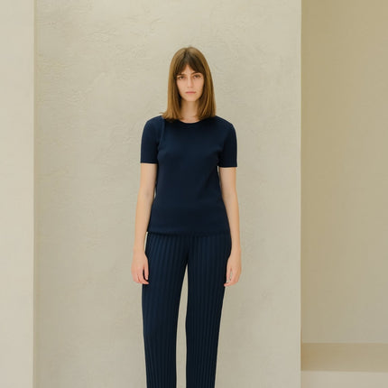 Fine Cotton Plissé Pants (3D - Knit)