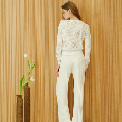 Fine Cotton Pointelle Sweater (3D - Knit)