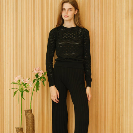 Fine Cotton Pointelle Sweater (3D - Knit)