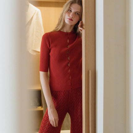 Fine Cotton Ribbed Cardigan