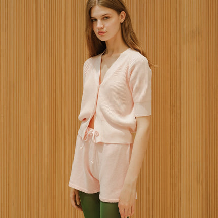 Fine Cotton Short Sleeve Cardigan