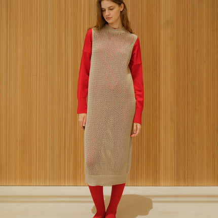 Fine Cotton Sleeveless Crochet Dress (3D - Knit)