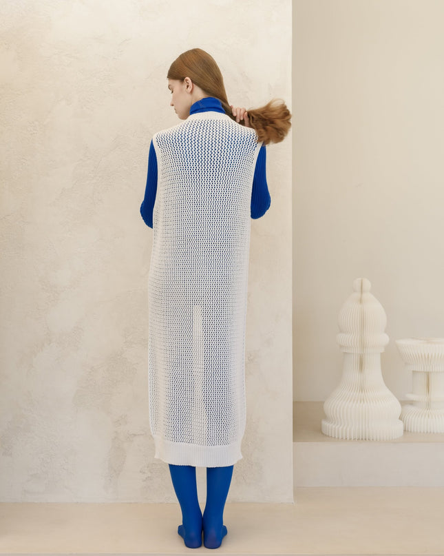 Fine Cotton Sleeveless Crochet Dress (3D - Knit)