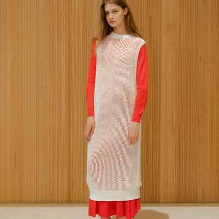 Fine Cotton Sleeveless Crochet Dress (3D - Knit)