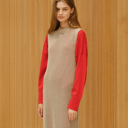 Fine Cotton Sleeveless Crochet Dress (3D - Knit)