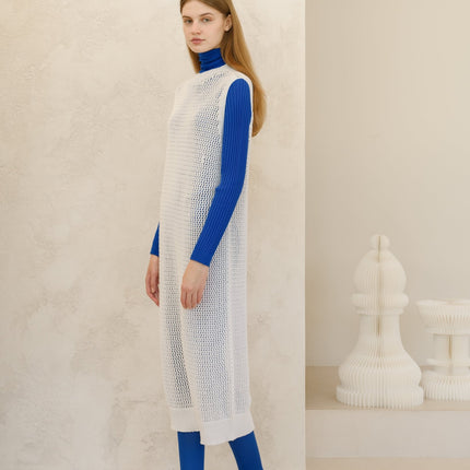 Fine Cotton Sleeveless Crochet Dress (3D - Knit)