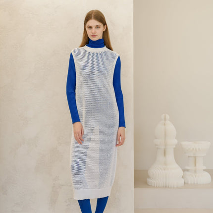 Fine Cotton Sleeveless Crochet Dress (3D - Knit)