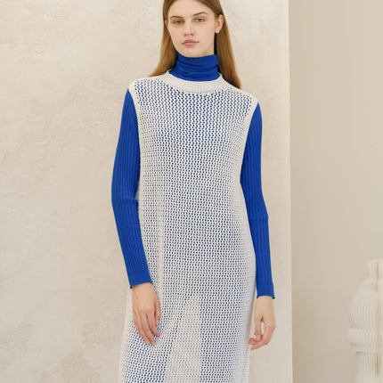 Fine Cotton Sleeveless Crochet Dress (3D - Knit)