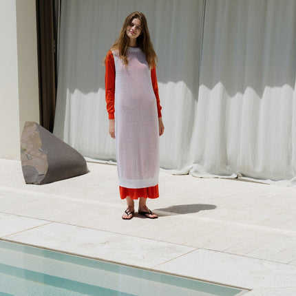 Fine Cotton Sleeveless Crochet Dress (3D - Knit)