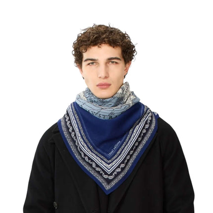 Foulard Quadrato Mappemonde Blu