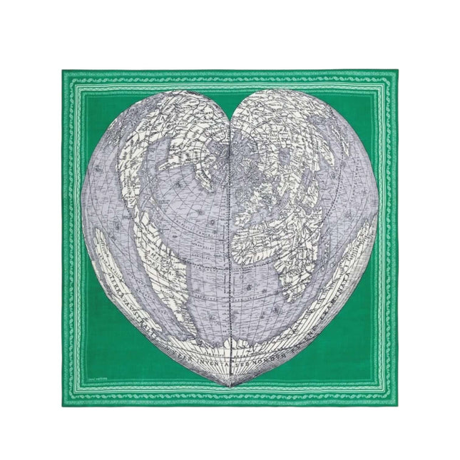 Foulard Quadrato Mappemonde Verde