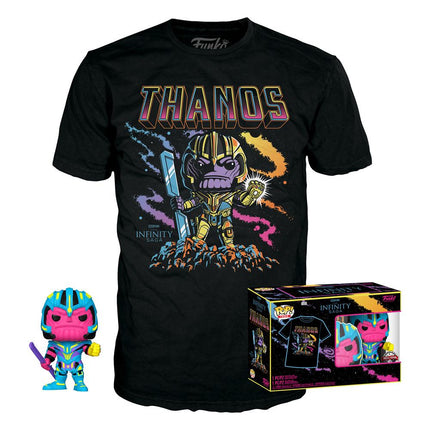 FUNKO POP Funko & Tee (Adult): Marvel - Thanos (Blacklight) Figure & T-Shirt (L)