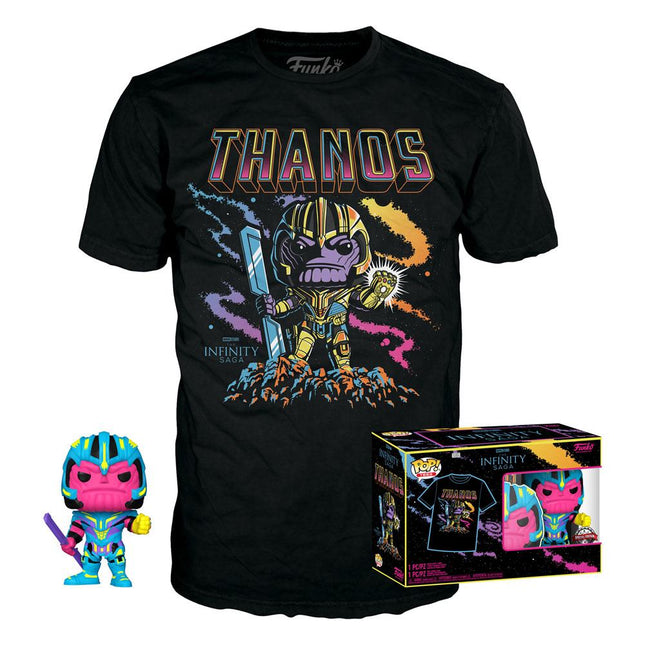 FUNKO POP Funko & Tee (Adult): Marvel - Thanos (Blacklight) Figure & T-Shirt (L)