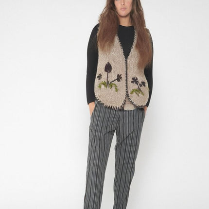 Gilet Flower Donna Beige