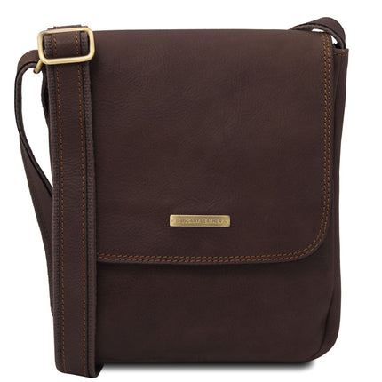 John - Leather crossbody bag for men with front zip in matte leather | TL141408