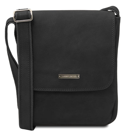 John - Leather crossbody bag for men with front zip in matte leather | TL141408