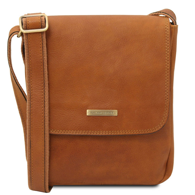 John - Leather crossbody bag for men with front zip in matte leather | TL141408