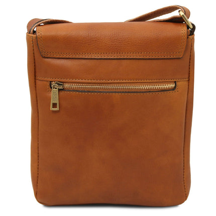 John - Leather crossbody bag for men with front zip in matte leather | TL141408