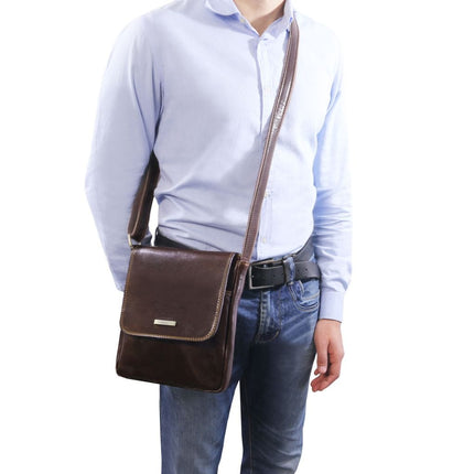 John - Leather crossbody bag for men with front zip | TL142464