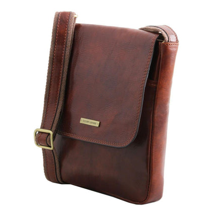 John - Leather crossbody bag for men with front zip | TL142464
