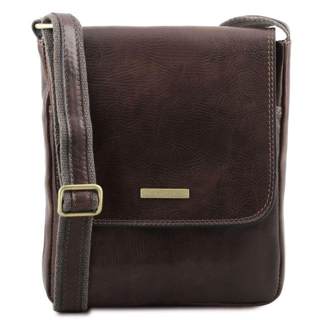 John - Leather crossbody bag for men with front zip | TL142464
