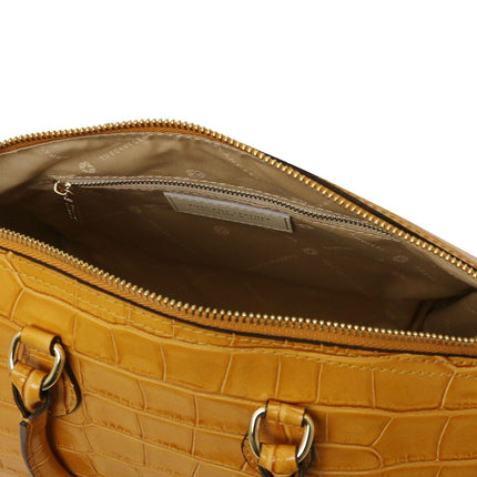 Layla - Croc print leather small duffle handbag | TL142398