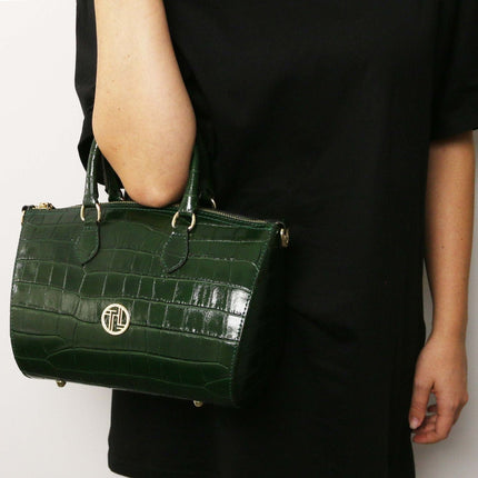 Layla - Croc print leather small duffle handbag | TL142398