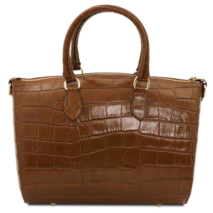 Layla - Croc print leather small duffle handbag | TL142398