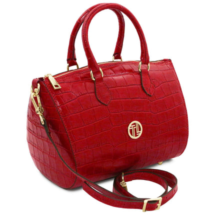 Layla - Croc print leather small duffle handbag | TL142398