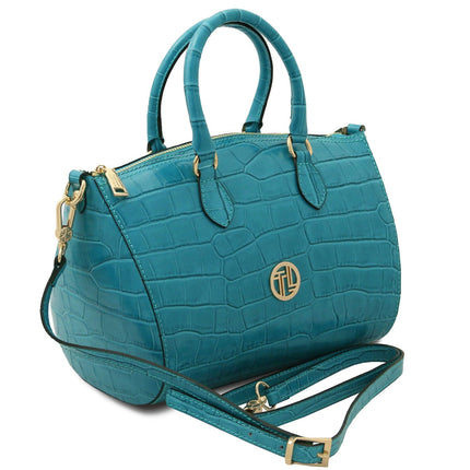 Layla - Croc print leather small duffle handbag | TL142398