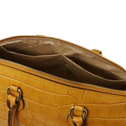 Layla - Croc print leather small duffle handbag | TL142398