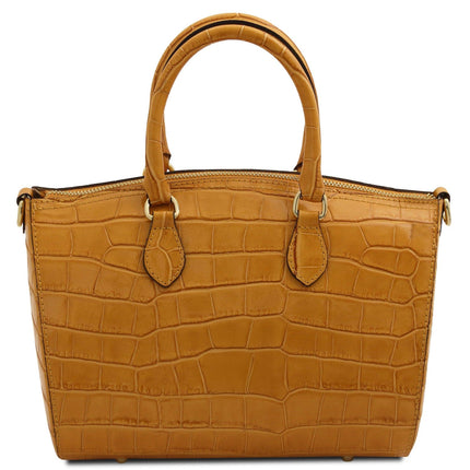 Layla - Croc print leather small duffle handbag | TL142398
