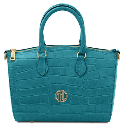 Layla - Croc print leather small duffle handbag | TL142398