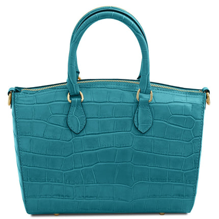 Layla - Croc print leather small duffle handbag | TL142398