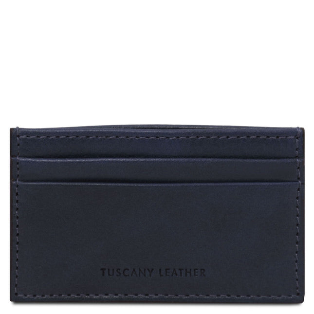 Leather card holder - 4 cards in smooth, full - grain leather | TL142473