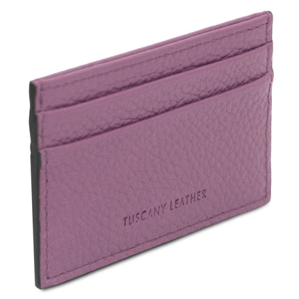 Leather card holder - 4 cards, pebbled leather | TL142474